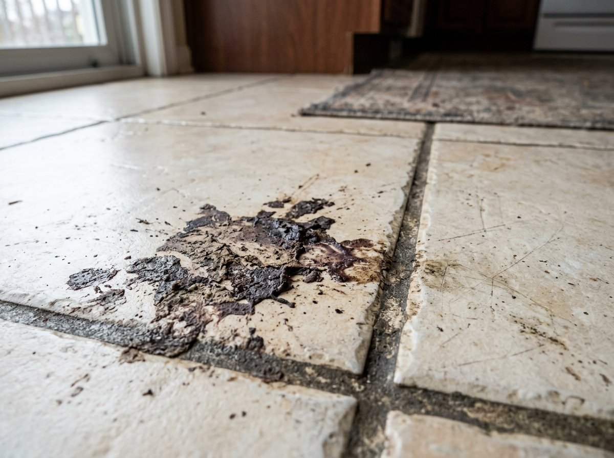 Piso de ceramica con manchas